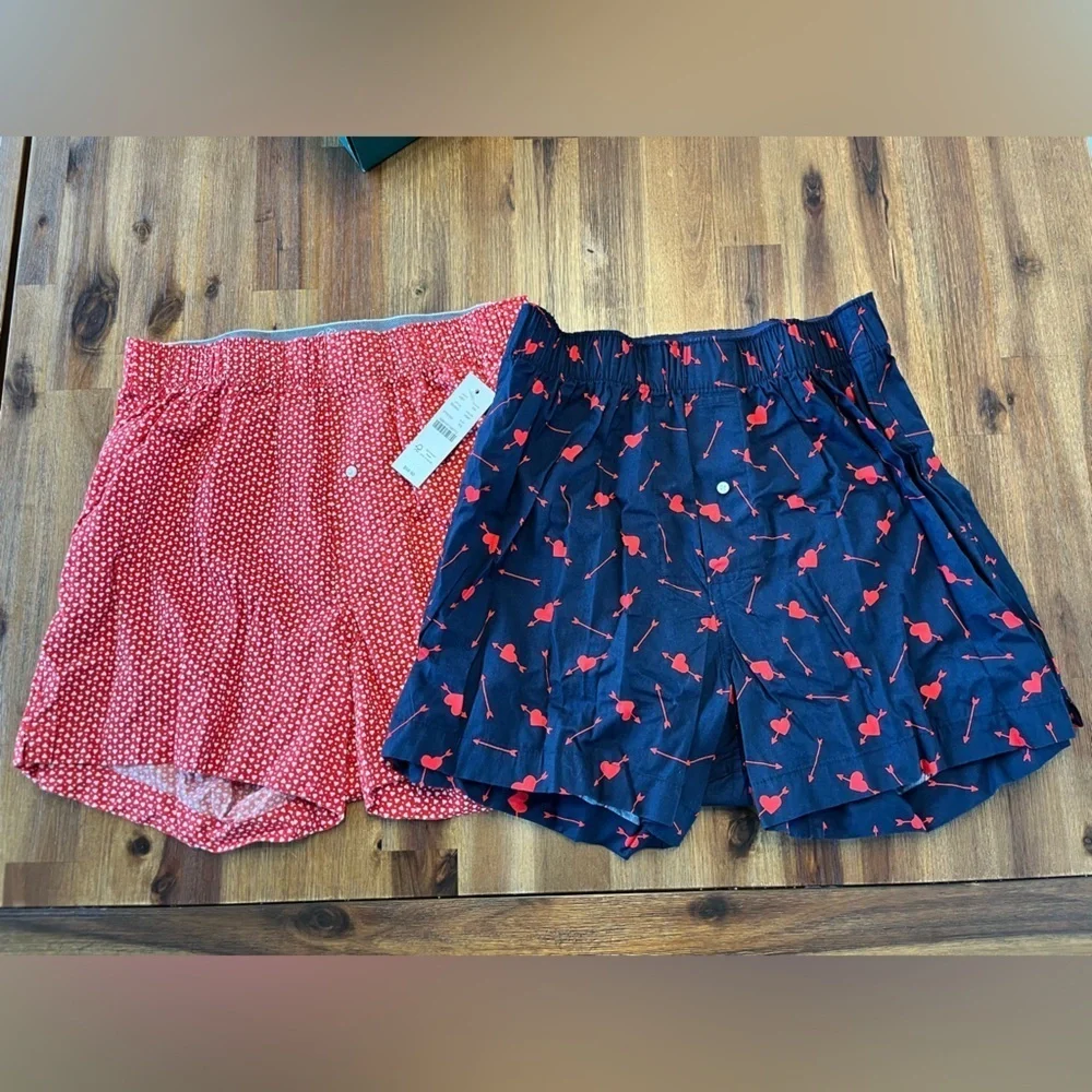 J.crew Printed boxers multipack hearts red navy XS (26-28 waist) 2 pairs